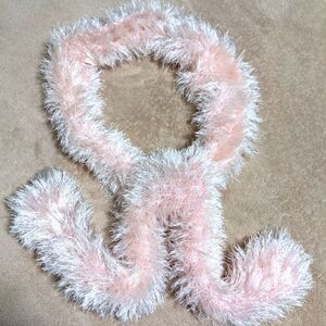 NWOT Handmade Pale Pink Eyelash Knitted Oblong Scarf